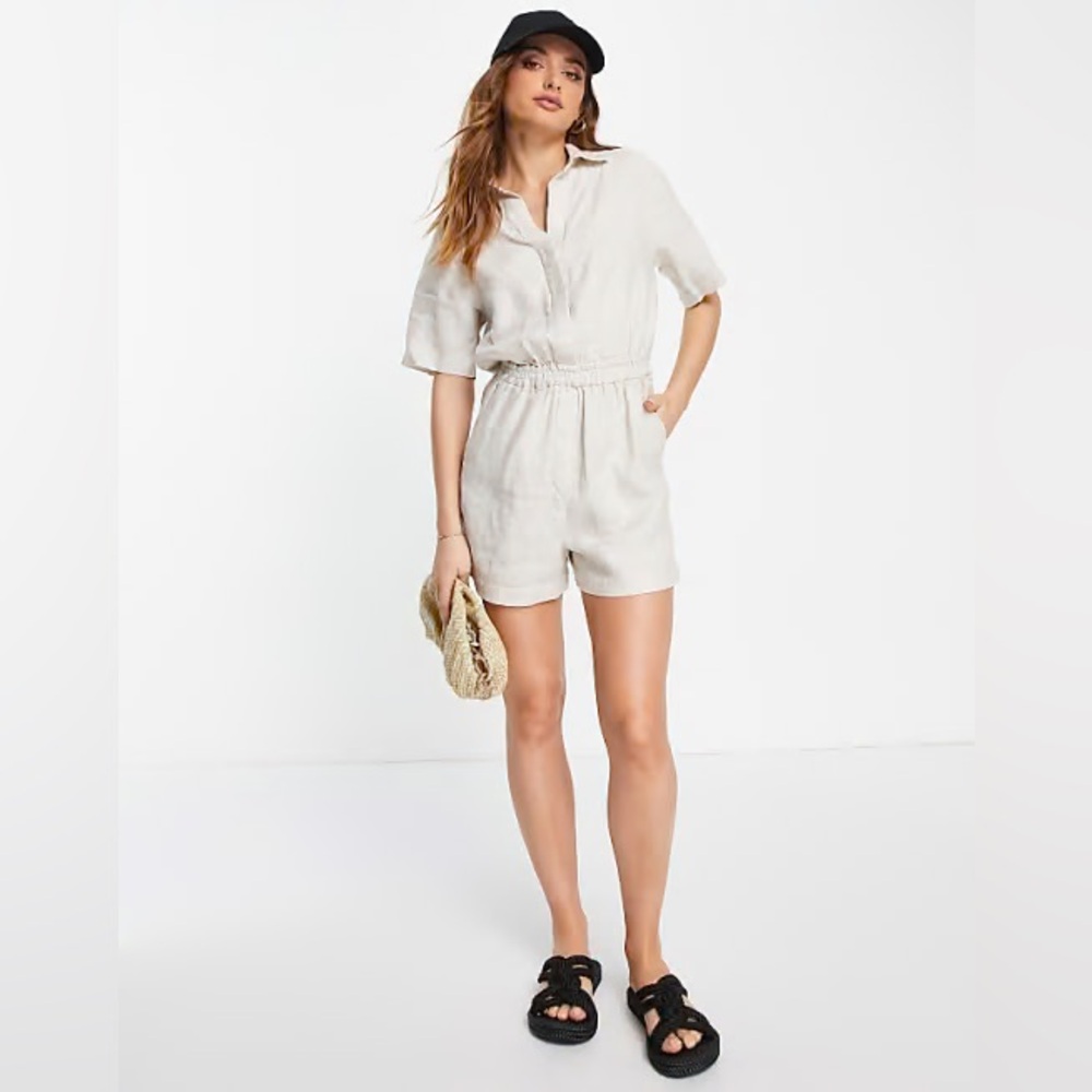 & Other Stories Collared Linen Romper